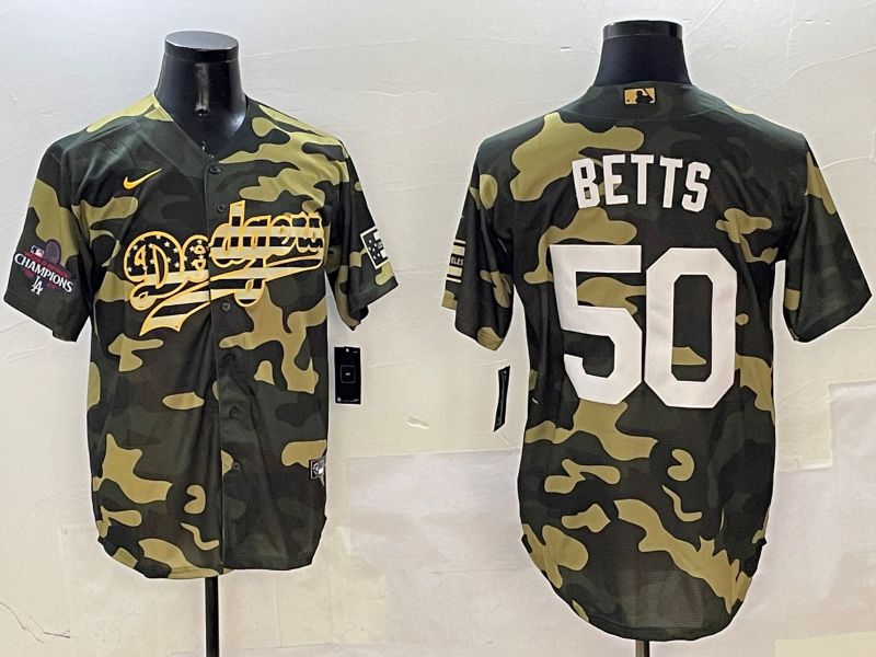 Men Los Angeles Dodgers #50 Betts Camo Joint Name 2025 Nike MLB Jersey style 2